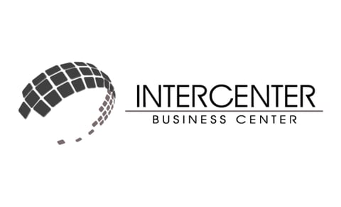 Intercenter Business Center logo with curved grid pattern icon and text